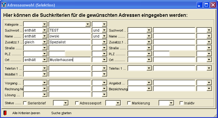 Adressen selektieren